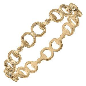 Rhoda Horsebit Bangle in Worn Gold Canvas Style -